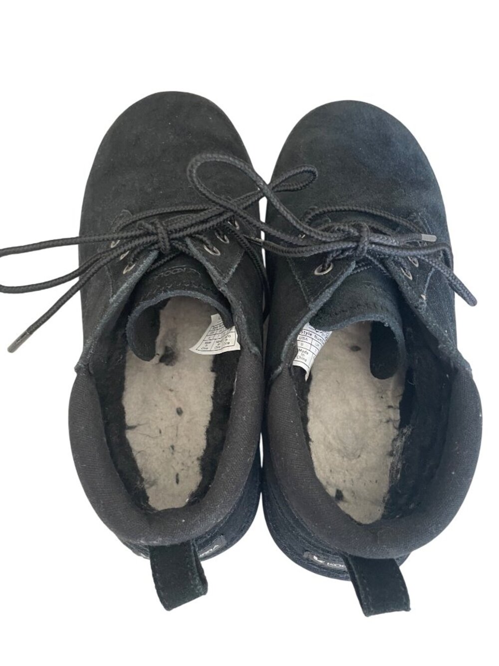 Koolaburra UGG Advay Suede Black Lace-Up Chukka Boots Shearling Womens Size 9 - Picture 5 of 10